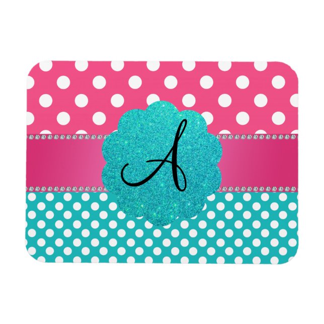 Monogram Polka dods diamonds pink Magnet (Horizontal)
