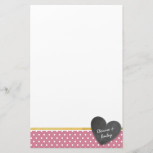 MONOGRAM polka dot chalkboard Rose rosa Briefpapier