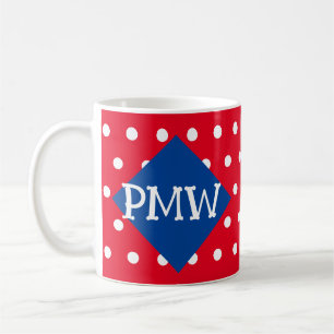 Monogram Polka Dot Happy Birthday Tasse