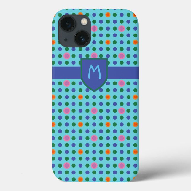 Monogram Polka Dots Custom iPad Mini Case (Rückseite)
