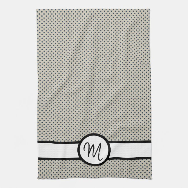 Monogram Polka Dots Geschirrtuch (Vertikal)