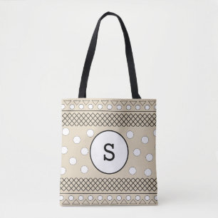 Monogram Polka Dots Muster Beige