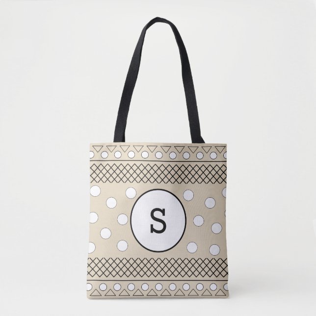 Monogram Polka Dots Muster Beige (Vorderseite)