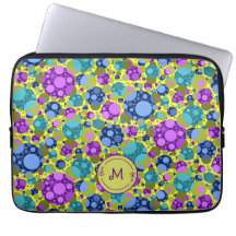 Monogram Polka Dots Muster in Pink Blue Aquamarin