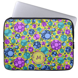 Monogram Polka Dots Muster in Pink Blue Aquamarin  Laptopschutzhülle
