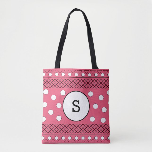 Monogram Polka Dots Muster rosa (Vorderseite)