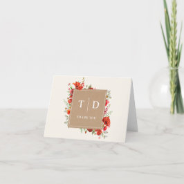 Monogram Poppy Wildblume Cardstock Hochzeit Danke