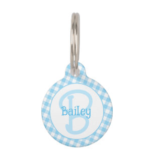 Monogram Preppy Blue Gingham Haustiermarke