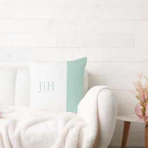 Monogram Preppy Minze Green Wide Strip & White Kissen