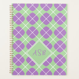 Monogram Preppy Pastel Lila Green Raute Planer