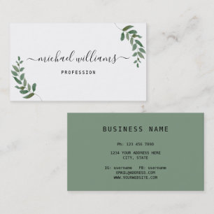 Monogram Profession & Aquarellgrün Visitenkarte