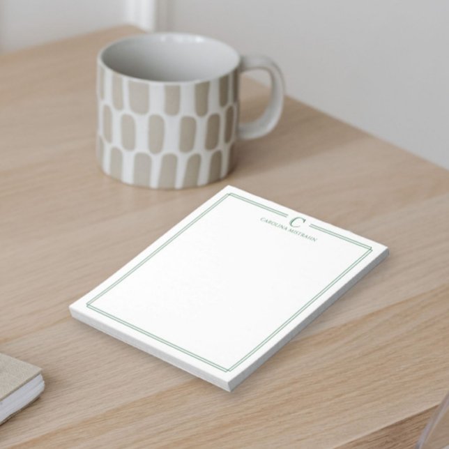 Monogram Professional Dunkelgrüne Rand-Papeterie Notizblock (Von Creator hochgeladen)