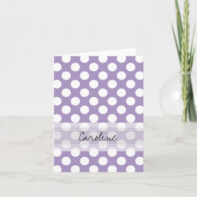 Monogram Purple White Trendy Fun Polka Dot Pattern (Vorderseite)