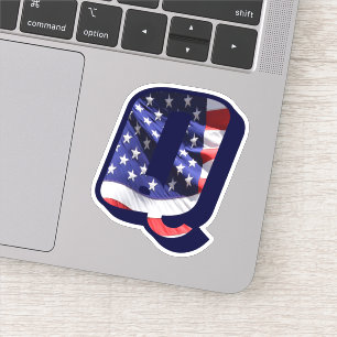 Monogram Q American Flag Letter Q Initial USA Aufkleber