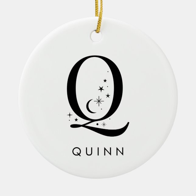 Monogram Q Celestie Name Keramik Ornament (Vorne)