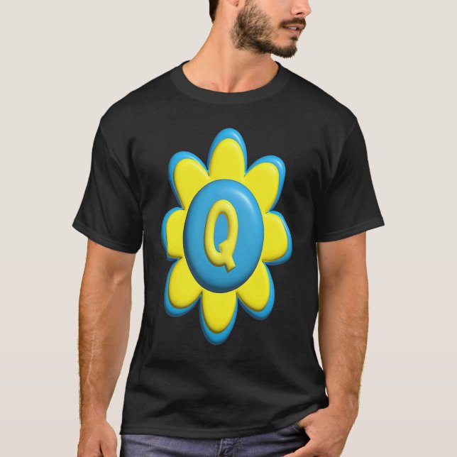 Monogram Q  Colorful Flower T-Shirt (Vorderseite)