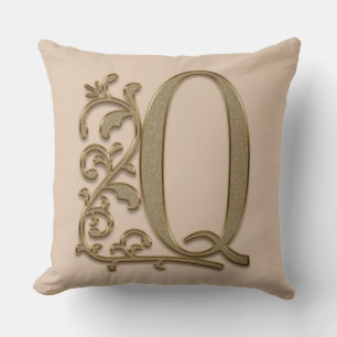 Monogram Q Creamy Mocha, Familie, Hochzeit zum Geb Kissen