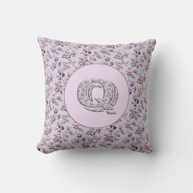 Monogram Q für Luxus-Blume Kissen (Vorderseite)