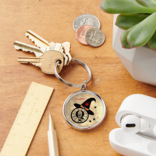 Monogram Q Halloween Sky Hexenspinnen Name Schlüsselanhänger