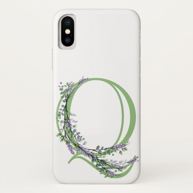 Monogram Q Lavendel Eucalyptus Case-Mate iPhone Hülle (Rückseite)