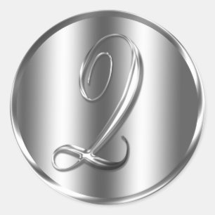 Monogram Q Silver Color Wedding Invitation Holiday Runder Aufkleber