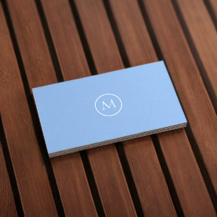 Monogram Qr Code Carolina Blue Business Card Visitenkarte