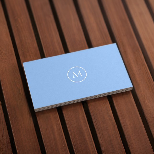 Monogram Qr Code Carolina Blue Business Card Visitenkarte (Front)