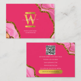 Monogram QR-Code für den Rosa-Gate-Glitzer Visitenkarte
