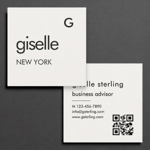 Monogram QR Code Luxury Elegant Minimalistisch Quadratische Visitenkarte