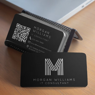 Monogram QR Code Minimalistische Icons Visitenkarte
