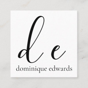 Monogram QR Code White Black Modern Beauty Quadratische Visitenkarte
