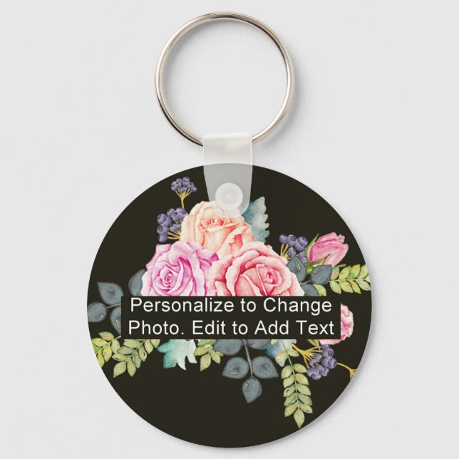 Monogram Quote Basic Round - Foto Art Name Schlüsselanhänger (Vorderseite)