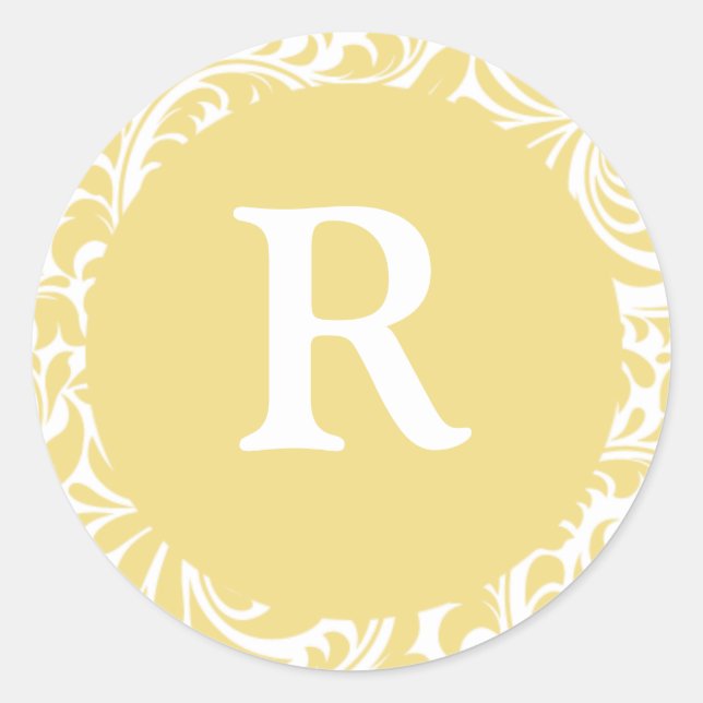 Monogram R Antique Gold Wedding Monogramm Umschlag Runder Aufkleber (Vorderseite)