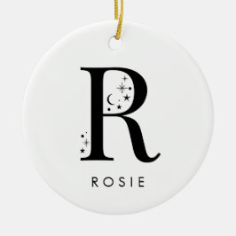 Monogram R Celestie Name Keramik Ornament