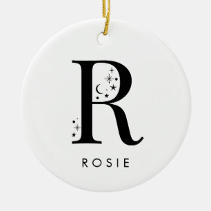 Monogram R Celestie Name Keramik Ornament
