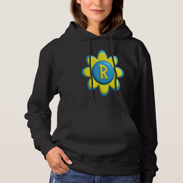 Monogram R  Colorful Flower Hoodie (Vorderseite)