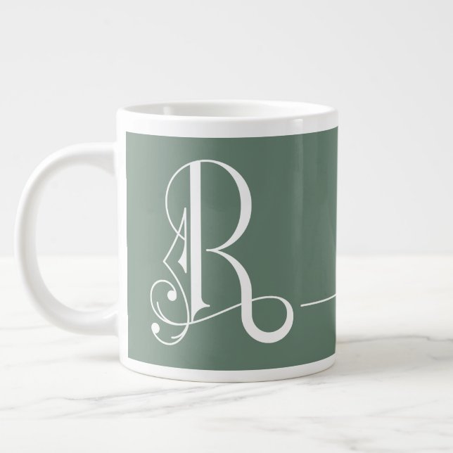 Monogram R in Beautiful Scroll Typografy Jumbo-Tasse (Links)