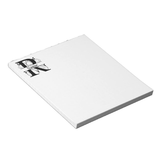 Monogram R Initial Stationary Desk Notepad Notizblock (angewinkelt)