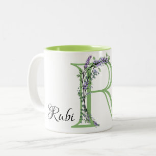 Monogram R Lavendel Eucalyptus Zweifarbige Tasse
