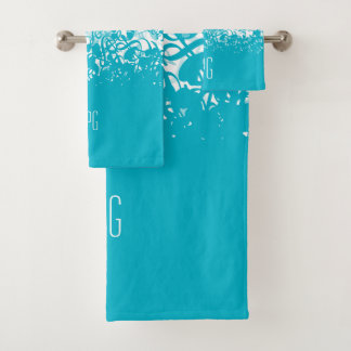 Monogram Rain Musiknoten Aqua Badhandtuch Set