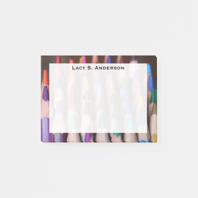 Monogram Rainbow Art Colored Pencils Post-it Klebezettel (Vorderseite)