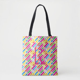 Monogram Rainbow Diagonal Lines Muster Pop Art