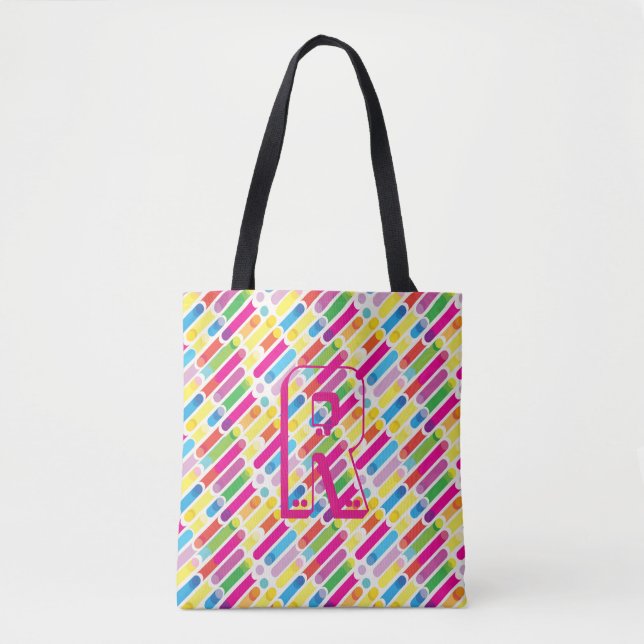 Monogram Rainbow Diagonal Lines Muster Pop Art (Vorderseite)