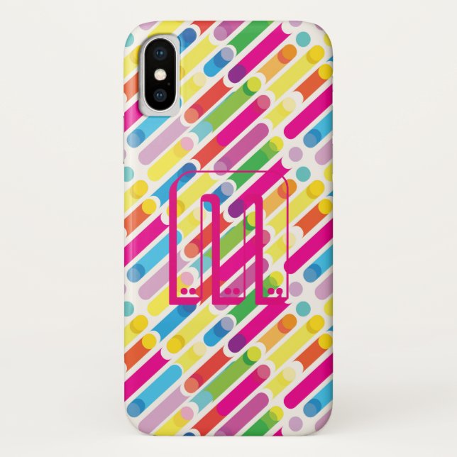 Monogram Rainbow Diagonal Lines Muster Pop Art Case-Mate iPhone Hülle (Rückseite)