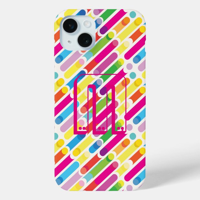 Monogram Rainbow Diagonal Lines Muster Pop Art Case-Mate iPhone Hülle (Rückseite)