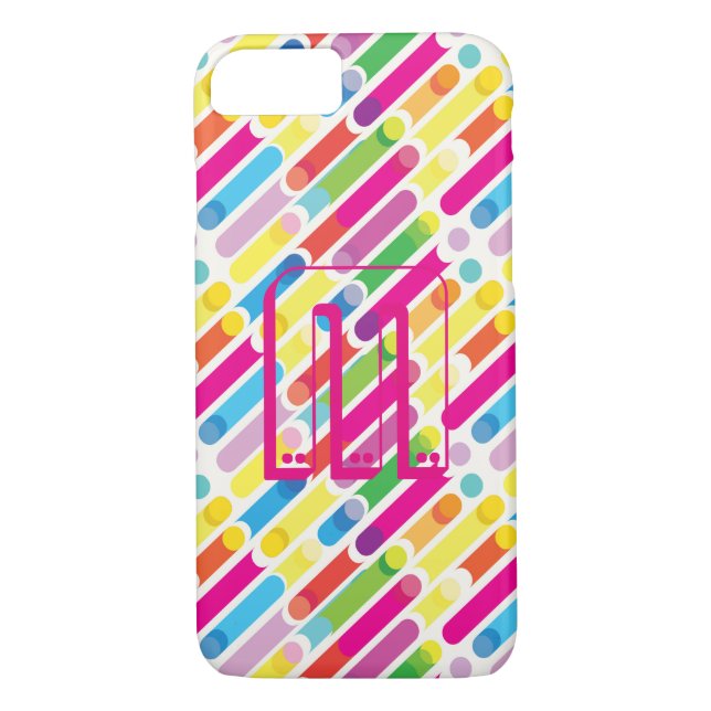 Monogram Rainbow Diagonal Lines Muster Pop Art Case-Mate iPhone Hülle (Rückseite)