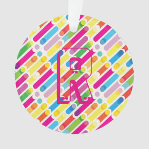 Monogram Rainbow Diagonal Lines Muster Pop Art Ornament