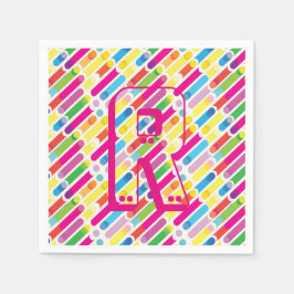 Monogram Rainbow Diagonal Lines Muster Pop Art Serviette
