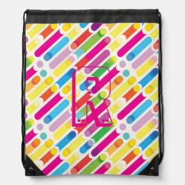Monogram Rainbow Diagonal Lines Muster Pop Art Sportbeutel