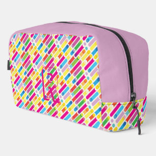 Monogram Rainbow Diagonal Lines Muster Pop Art Waschbeutel